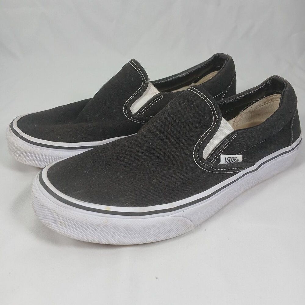 Vans Classic Slip-On Black Canvas Skate Sneakers Men’s 5.5 / Women’s 7